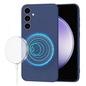 Husa MagSafe pentru Samsung Galaxy S23 FE S711, Techsuit, SoftFlex, Bleumarin
