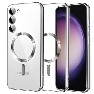 Husa MagSafe pentru Samsung Galaxy S23 S911, Techsuit, Luxury Crystal, Argintie