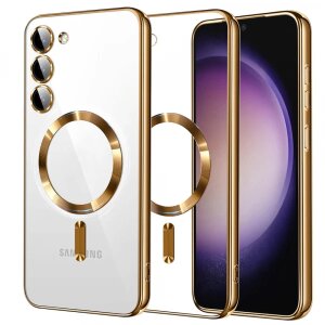 Husa MagSafe pentru Samsung Galaxy S23 S911, Techsuit, Luxury Crystal, Aurie