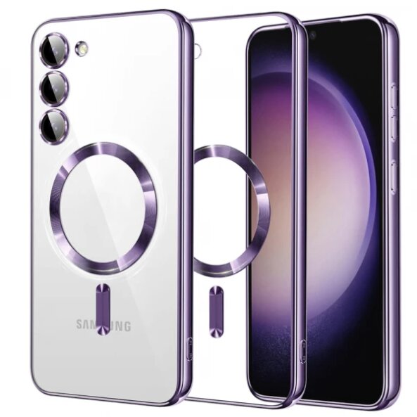 Husa MagSafe pentru Samsung Galaxy S23 S911, Techsuit, Luxury Crystal, Mov Deschis