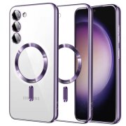 Husa MagSafe pentru Samsung Galaxy S23 S911, Techsuit, Luxury Crystal, Mov Deschis