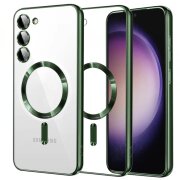 Husa MagSafe pentru Samsung Galaxy S23 S911, Techsuit, Luxury Crystal, Verde Inchis