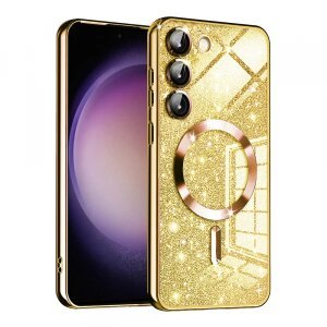 Husa MagSafe pentru Samsung Galaxy S23+ S916, Techsuit, Luxury Glitter, Aurie