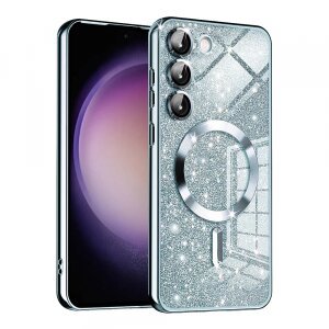 Husa MagSafe pentru Samsung Galaxy S23+ S916, Techsuit, Luxury Glitter, Bleu