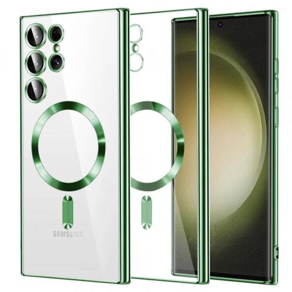 Husa MagSafe pentru Samsung Galaxy S23 Ultra S918, Techsuit, Luxury Crystal, Verde Deschis