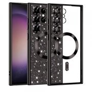 Husa MagSafe pentru Samsung Galaxy S23 Ultra S918, Techsuit, Luxury Glitter, Neagra
