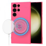 Husa MagSafe pentru Samsung Galaxy S23 Ultra S918, Techsuit, SoftFlex, Roz Inchis