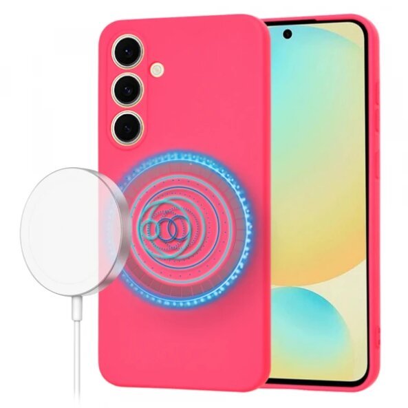 Husa MagSafe pentru Samsung Galaxy S24 FE S721, Techsuit, SoftFlex, Roz Inchis