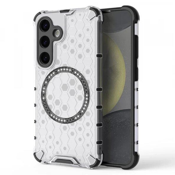 Husa MagSafe pentru Samsung Galaxy S24 S921, Techsuit, HoneyComb Shield, Alba