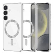 Husa MagSafe pentru Samsung Galaxy S24 S921, Techsuit, Luxury Crystal, Argintie