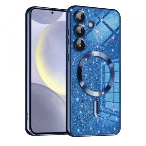 Husa MagSafe pentru Samsung Galaxy S24 S921, Techsuit, Luxury Glitter, Albastra