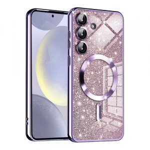 Husa MagSafe pentru Samsung Galaxy S24 S921, Techsuit, Luxury Glitter, Mov Deschis