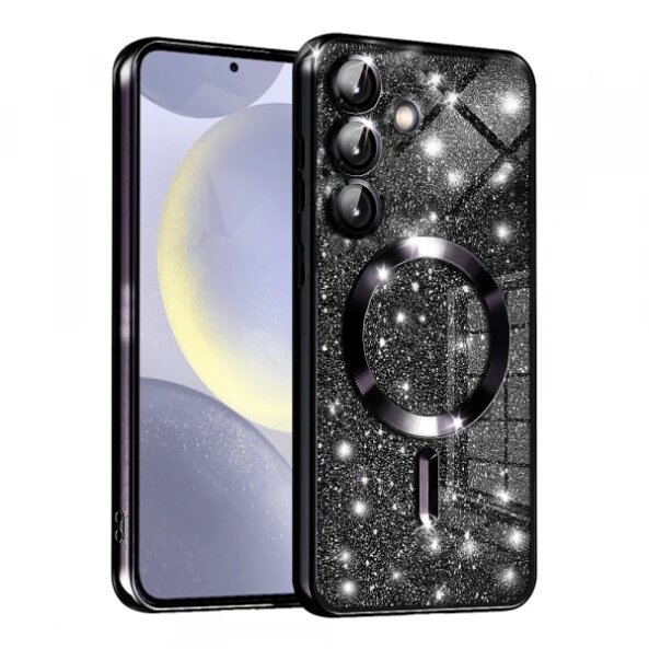 Husa MagSafe pentru Samsung Galaxy S24 S921, Techsuit, Luxury Glitter, Neagra