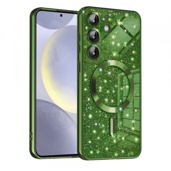 Husa MagSafe pentru Samsung Galaxy S24 S921, Techsuit, Luxury Glitter, Verde Inchis