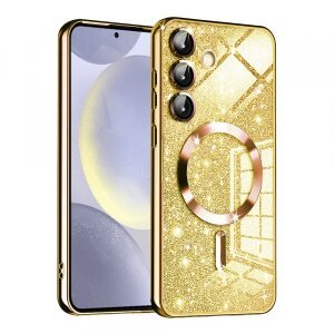 Husa MagSafe pentru Samsung Galaxy S24+ S926, Techsuit, Luxury Glitter, Aurie
