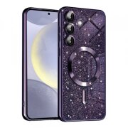 Husa MagSafe pentru Samsung Galaxy S24+ S926, Techsuit, Luxury Glitter, Mov Inchis