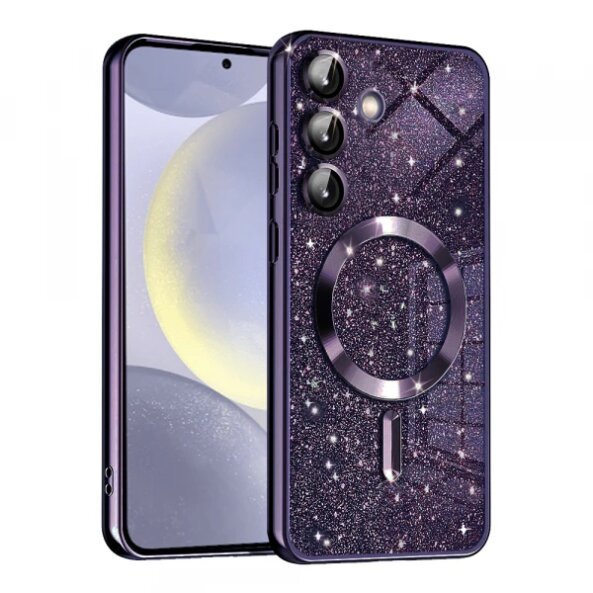 Husa MagSafe pentru Samsung Galaxy S24+ S926, Techsuit, Luxury Glitter, Mov Inchis