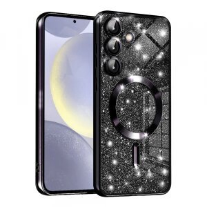 Husa MagSafe pentru Samsung Galaxy S24+ S926, Techsuit, Luxury Glitter, Neagra
