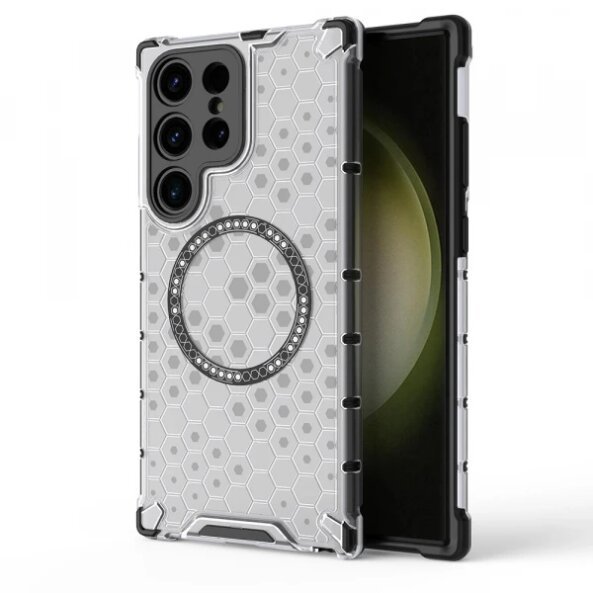 Husa MagSafe pentru Samsung Galaxy S24 Ultra S928, Techsuit, HoneyComb Shield, Alba