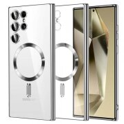 Husa MagSafe pentru Samsung Galaxy S24 Ultra S928, Techsuit, Luxury Crystal, Argintie