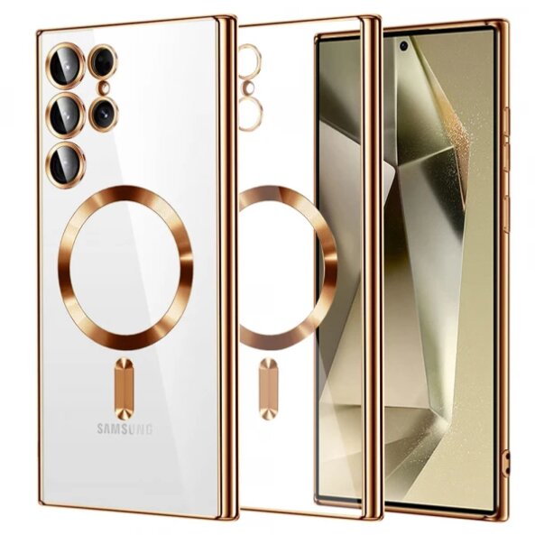 Husa MagSafe pentru Samsung Galaxy S24 Ultra S928, Techsuit, Luxury Crystal, Aurie