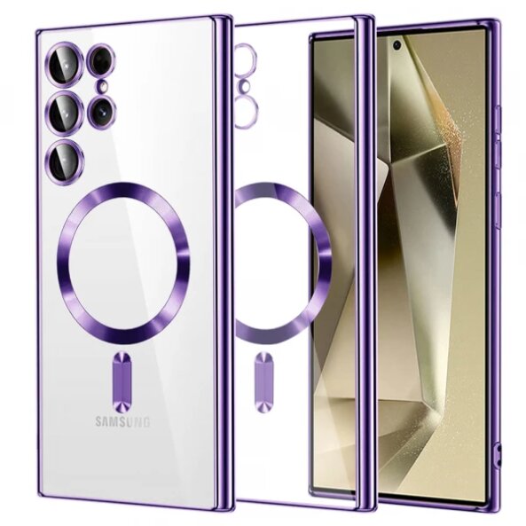 Husa MagSafe pentru Samsung Galaxy S24 Ultra S928, Techsuit, Luxury Crystal, Mov Deschis