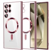 Husa MagSafe pentru Samsung Galaxy S24 Ultra S928, Techsuit, Luxury Crystal, Roz