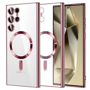 Husa MagSafe pentru Samsung Galaxy S24 Ultra S928, Techsuit, Luxury Crystal, Roz