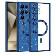 Husa MagSafe pentru Samsung Galaxy S24 Ultra S928, Techsuit, Luxury Glitter, Albastra
