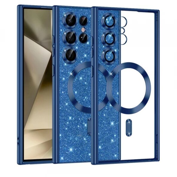 Husa MagSafe pentru Samsung Galaxy S24 Ultra S928, Techsuit, Luxury Glitter, Albastra