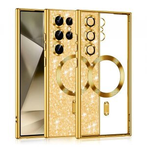 Husa MagSafe pentru Samsung Galaxy S24 Ultra S928, Techsuit, Luxury Glitter, Aurie