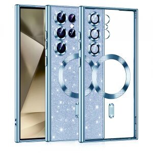 Husa MagSafe pentru Samsung Galaxy S24 Ultra S928, Techsuit, Luxury Glitter, Bleu