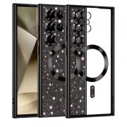 Husa MagSafe pentru Samsung Galaxy S24 Ultra S928, Techsuit, Luxury Glitter, Neagra