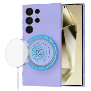 Husa MagSafe pentru Samsung Galaxy S24 Ultra S928, Techsuit, SoftFlex, Mov Deschis