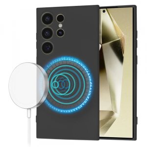 Husa MagSafe pentru Samsung Galaxy S24 Ultra S928, Techsuit, SoftFlex, Neagra