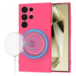 Husa MagSafe pentru Samsung Galaxy S24 Ultra S928, Techsuit, SoftFlex, Roz Inchis