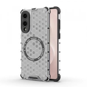 Husa MagSafe pentru Samsung Galaxy S25 Edge S937, Techsuit, HoneyComb Shield, Alba