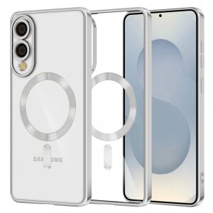 Husa MagSafe pentru Samsung Galaxy S25 Edge S937, Techsuit, Luxury Crystal, Argintie