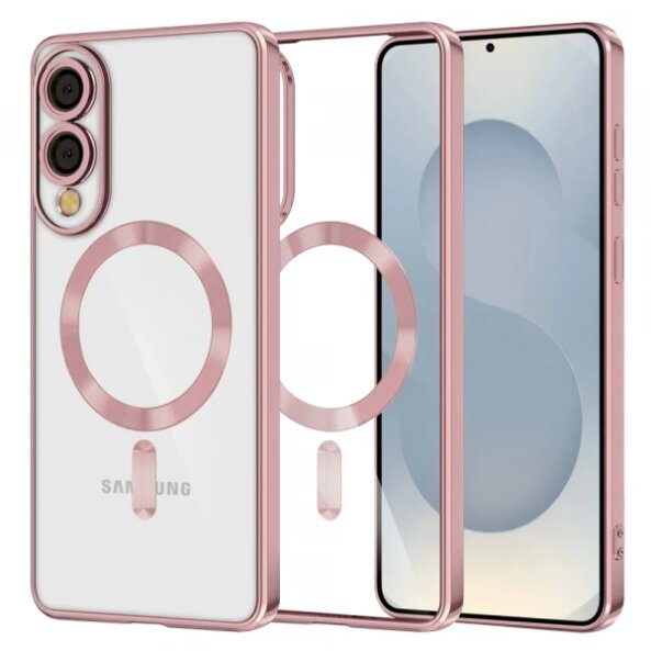 Husa MagSafe pentru Samsung Galaxy S25 Edge S937, Techsuit, Luxury Crystal, Roz