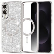 Husa MagSafe pentru Samsung Galaxy S25 Edge S937, Techsuit, Luxury Glitter, Argintie