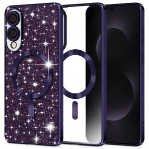 Husa MagSafe pentru Samsung Galaxy S25 Edge S937, Techsuit, Luxury Glitter, Mov Inchis