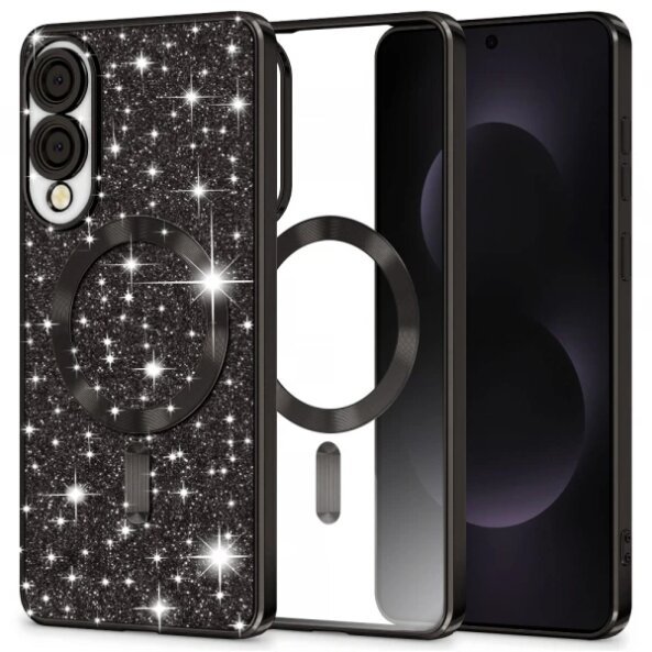 Husa MagSafe pentru Samsung Galaxy S25 Edge S937, Techsuit, Luxury Glitter, Neagra