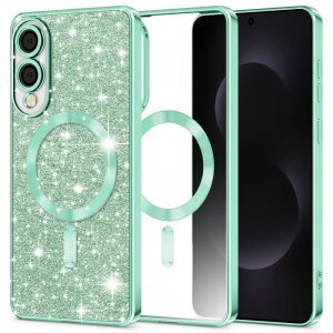 Husa MagSafe pentru Samsung Galaxy S25 Edge S937, Techsuit, Luxury Glitter, Verde Deschis