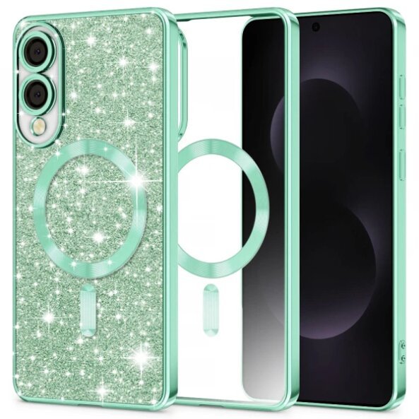 Husa MagSafe pentru Samsung Galaxy S25 Edge S937, Techsuit, Luxury Glitter, Verde Deschis