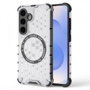 Husa MagSafe pentru Samsung Galaxy S25 S931, Techsuit, HoneyComb Shield, Alba