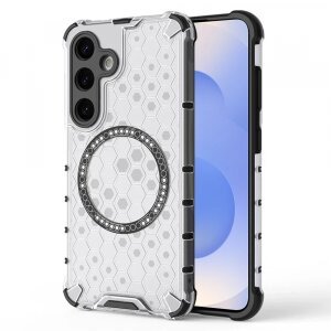 Husa MagSafe pentru Samsung Galaxy S25 S931, Techsuit, HoneyComb Shield, Alba