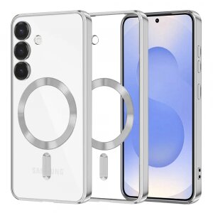 Husa MagSafe pentru Samsung Galaxy S25 S931, Techsuit, Luxury Crystal, Argintie