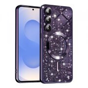 Husa MagSafe pentru Samsung Galaxy S25 S931, Techsuit, Luxury Glitter, Mov Inchis