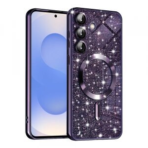 Husa MagSafe pentru Samsung Galaxy S25 S931, Techsuit, Luxury Glitter, Mov Inchis