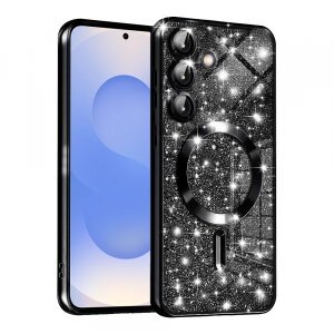 Husa MagSafe pentru Samsung Galaxy S25 S931, Techsuit, Luxury Glitter, Neagra